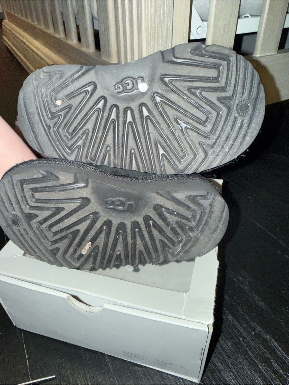 UGG Kids Black Suede Faux Fur Cuff Boots - Picture 4 of 4